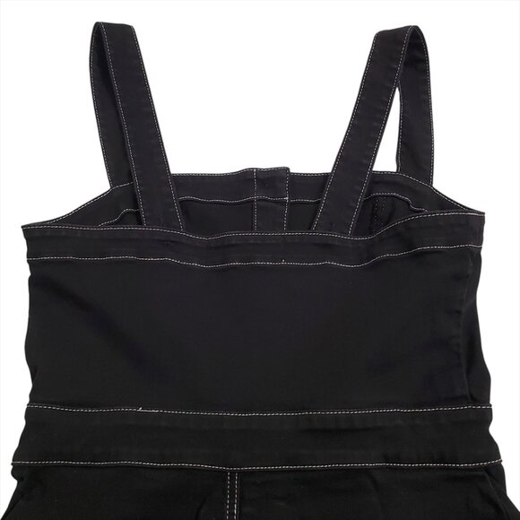 Reformation Roxanna Denim Dress 6 Black Button Down Straps Pockets - Picture 11 of 14